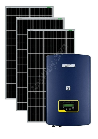 Luminous Kw On Grid Solar System With Waaree Solar Panels Inverter